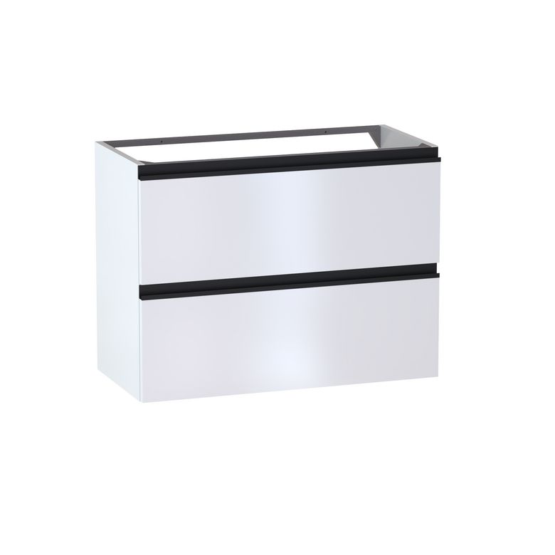 Meuble sous-vasque gain de place L.80 cm, 2 tiroirs, décor uni FORMEO