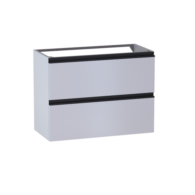 Meuble sous-vasque gain de place L.80 cm, 2 tiroirs, décor verni laqué FORMEO
