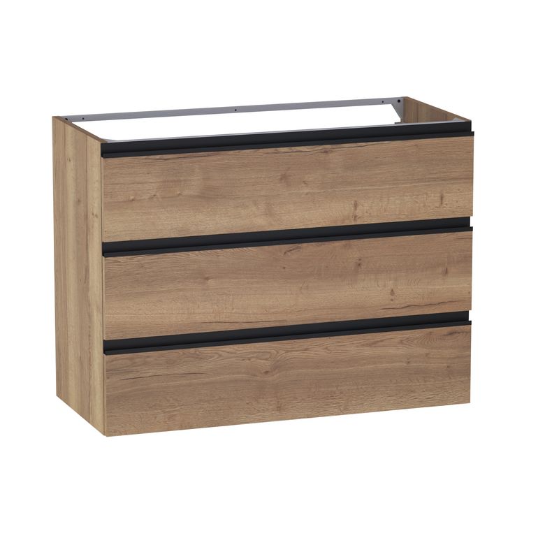 Meuble sous-vasque L.100 cm, 3 tiroirs, décor naturel FORMEO