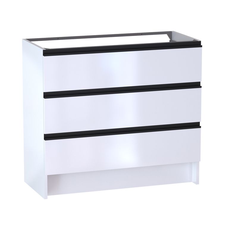 Meuble sous vasque reposant L.100 cm, 3 tiroirs, décor verni laqué FORMEO