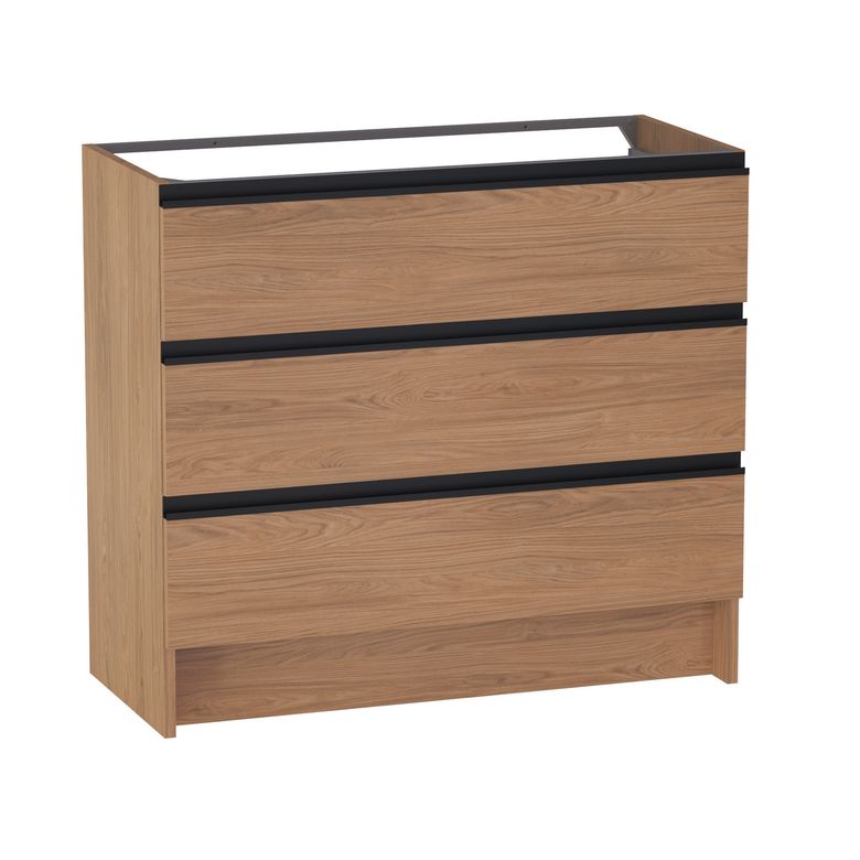Meuble sous vasque reposant L.100 cm, 3 tiroirs, décor naturel FORMEO