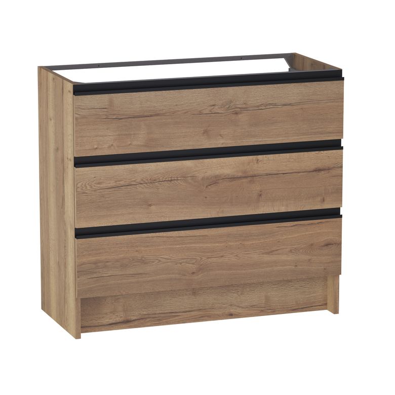 Meuble sous vasque reposant L.100 cm, 3 tiroirs, décor naturel FORMEO