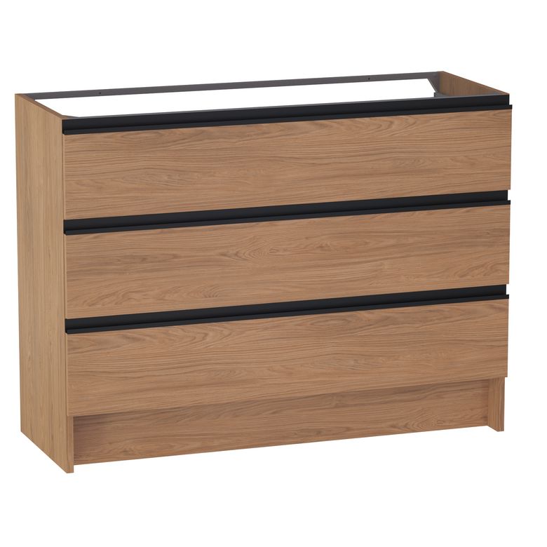 Meuble sous vasque reposant L.120 cm, 3 tiroirs, décor naturel FORMEO