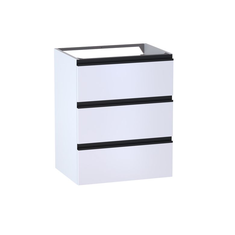 Meuble sous-vasque L.60 cm, 3 tiroirs, décor verni laqué FORMEO