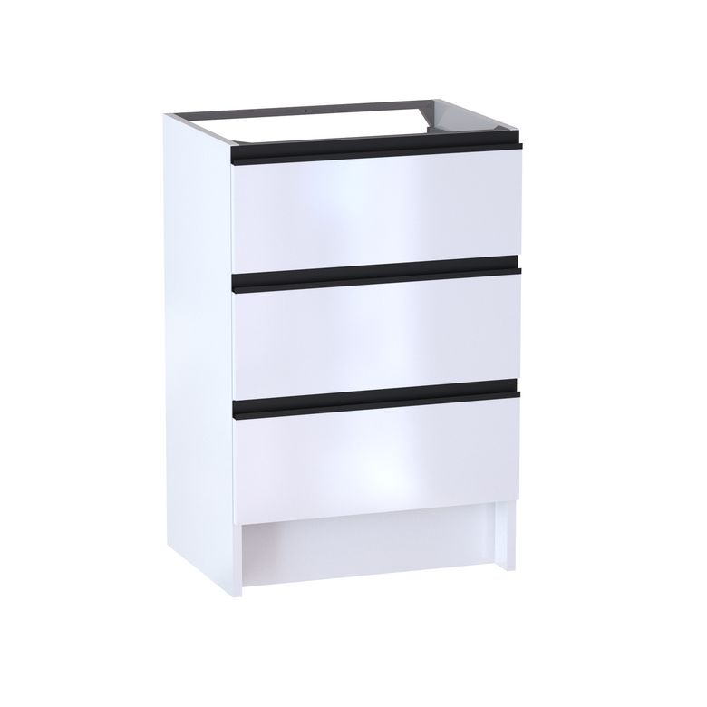 Meuble sous vasque reposant L.60 cm, 3 tiroirs, décor verni laqué FORMEO