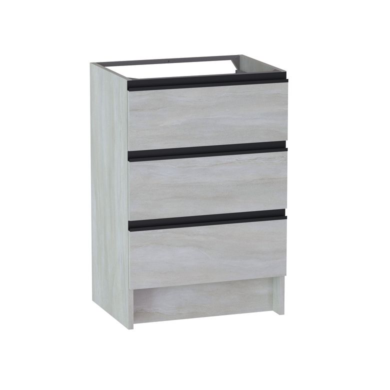 Meuble sous vasque reposant L.60 cm, 3 tiroirs, décor naturel FORMEO