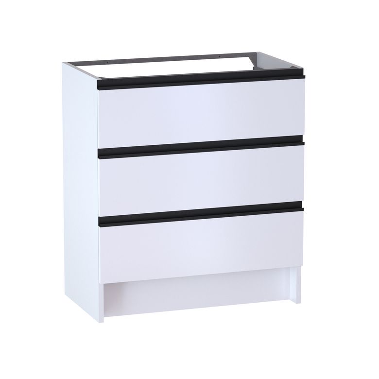 Meuble sous vasque reposant L.80 cm, 3 tiroirs, décor verni laqué FORMEO