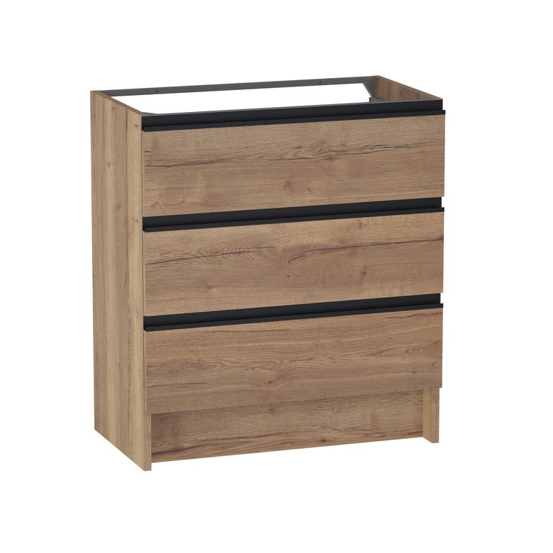 Meuble sous vasque reposant L.80 cm, 3 tiroirs, décor naturel FORMEO