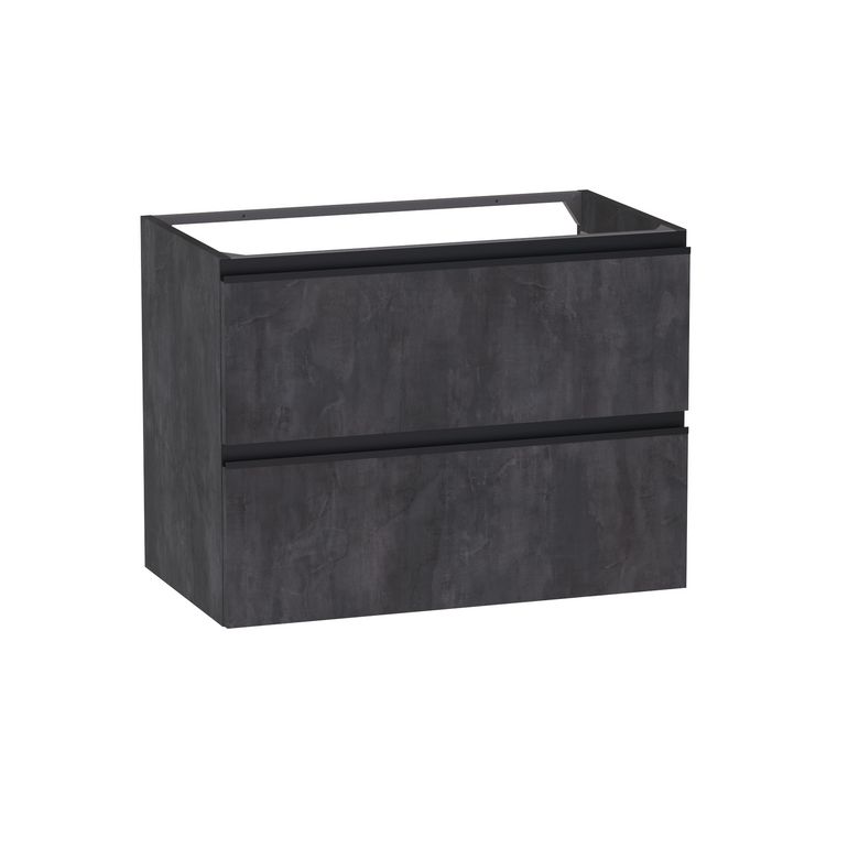 Sous vasque 2 tiroirs Formeo ardoise anthracite P/noir H60xL80xP45.5 Main Image