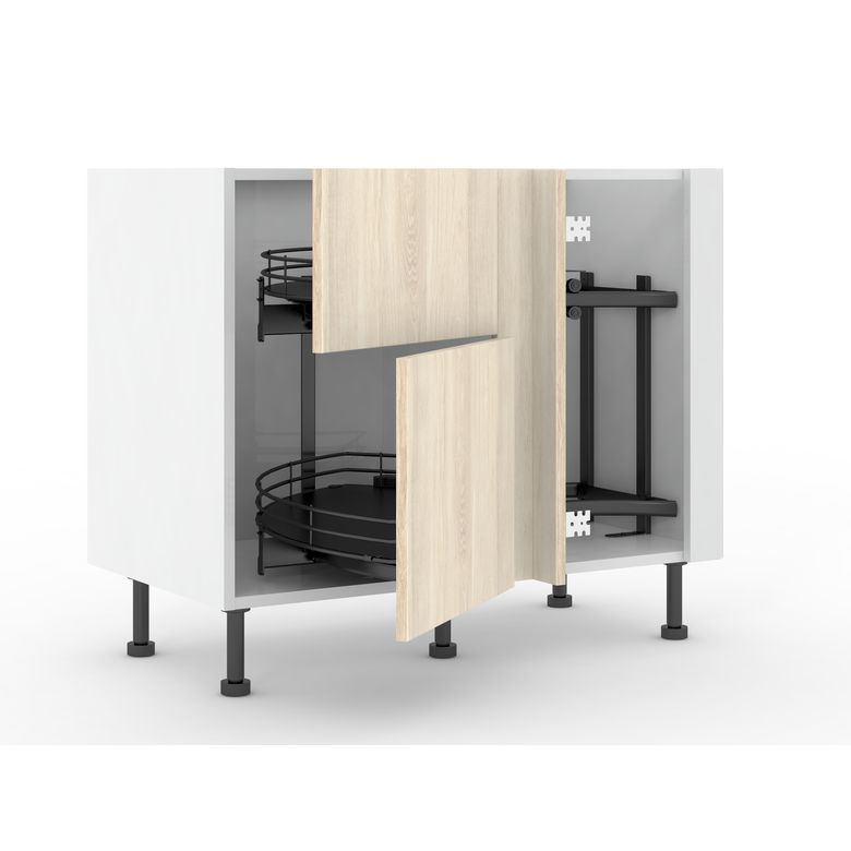 Meuble d’angle bas Twister 2 portes casseroliers, 2 paniers