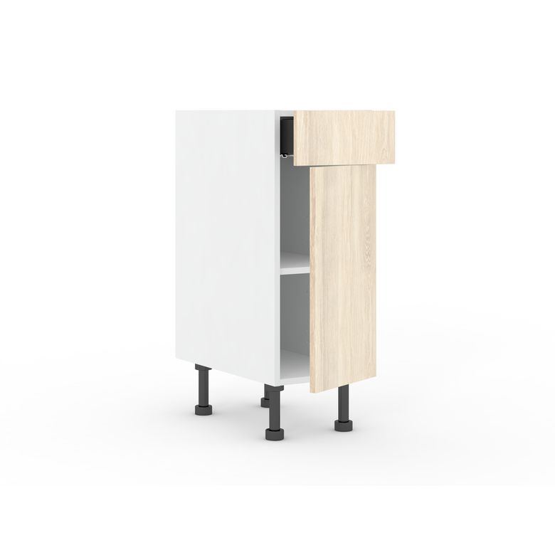 Meuble bas de rangement de cuisine petite largeur,1 porte,1 tiroir,1 tablette