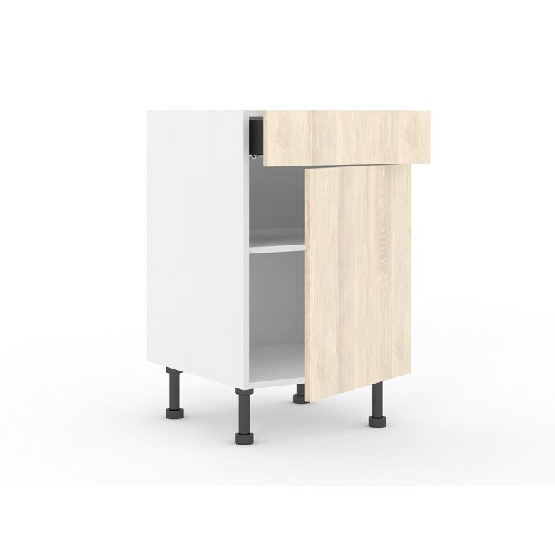 Meuble bas de rangement grande largeur 1 tiroir, 1 tablette, 1 porte