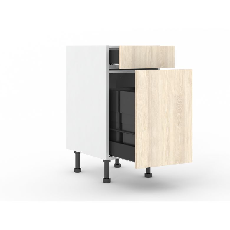 Meuble bas tri sélectif duo 1 porte, 1 tiroir