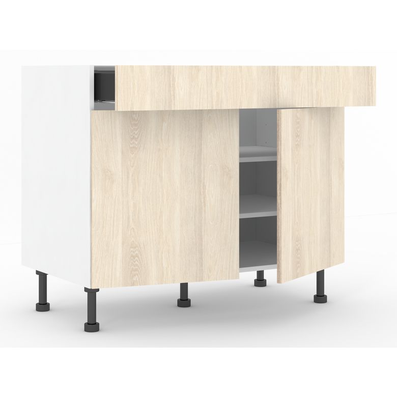 Meuble bas 2 portes, 1 tiroir, 1 tablette