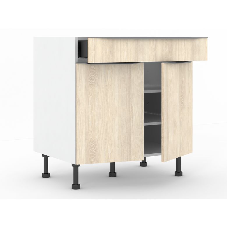 Meuble bas 2 portes, 1 tiroir, 1 tablette