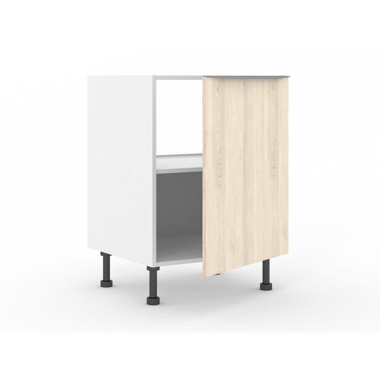 Meuble bas sous-évier 1 porte, 1 tablette, 1 fond alu