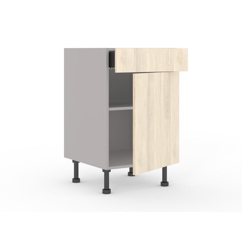 Meuble bas de rangement grande largeur 1 tiroir, 1 tablette, 1 porte