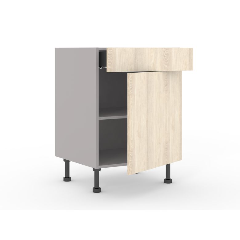 Meuble bas de rangement grande largeur 1 tiroir, 1 tablette, 1 porte