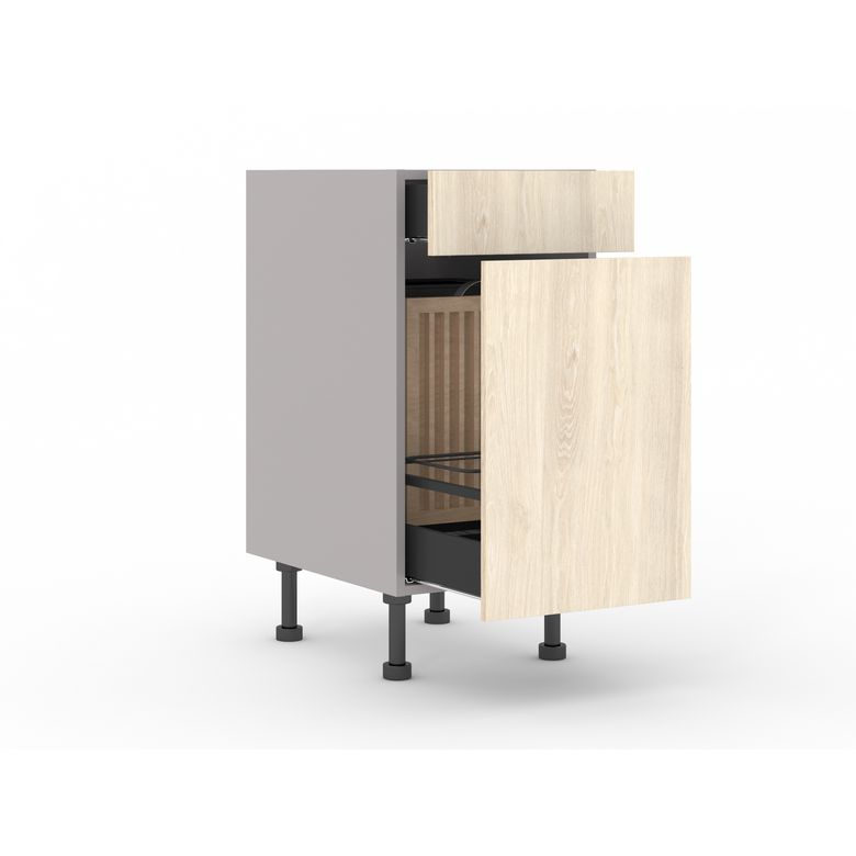 Meuble bas pain et bouteilles 1 porte extractible, 1 tiroir