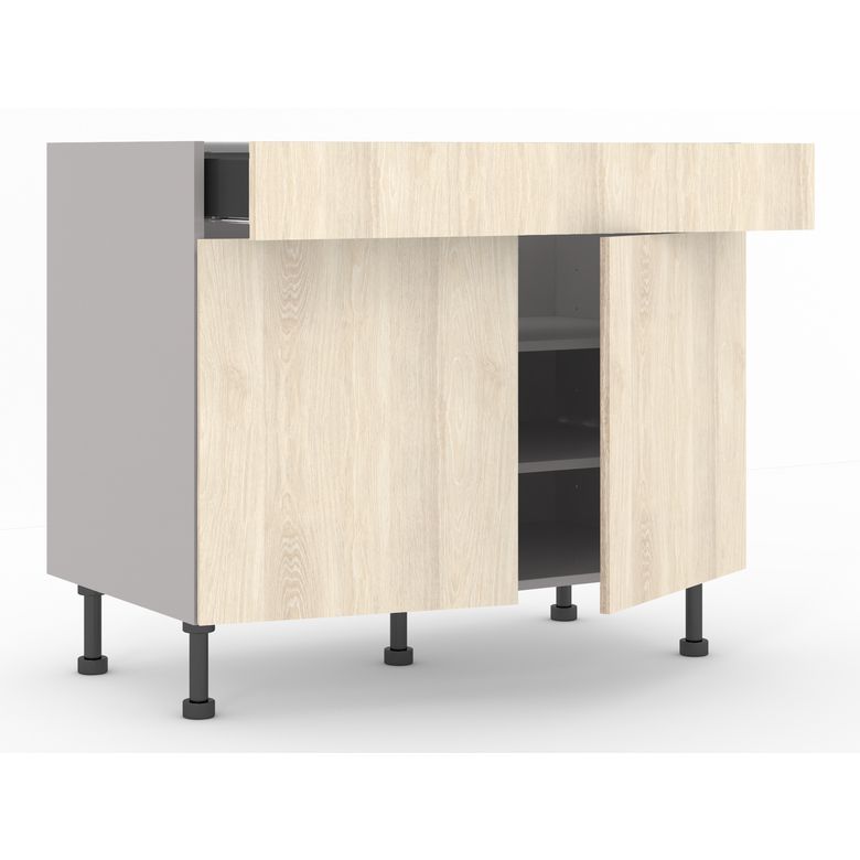 Meuble bas 2 portes, 1 tiroir, 1 tablette