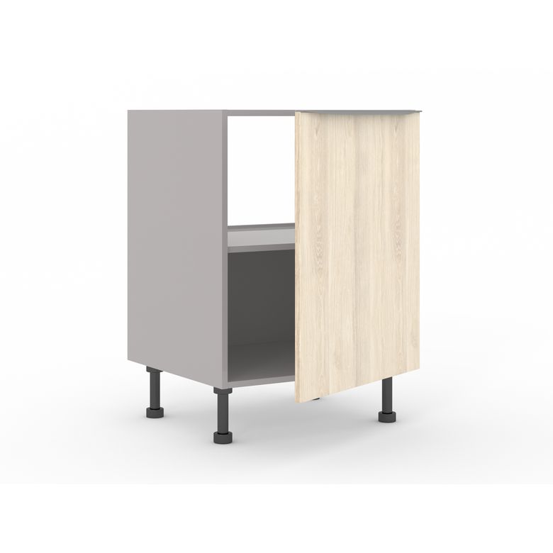 Meuble bas sous-évier 1 porte, 1 tablette, 1 fond alu