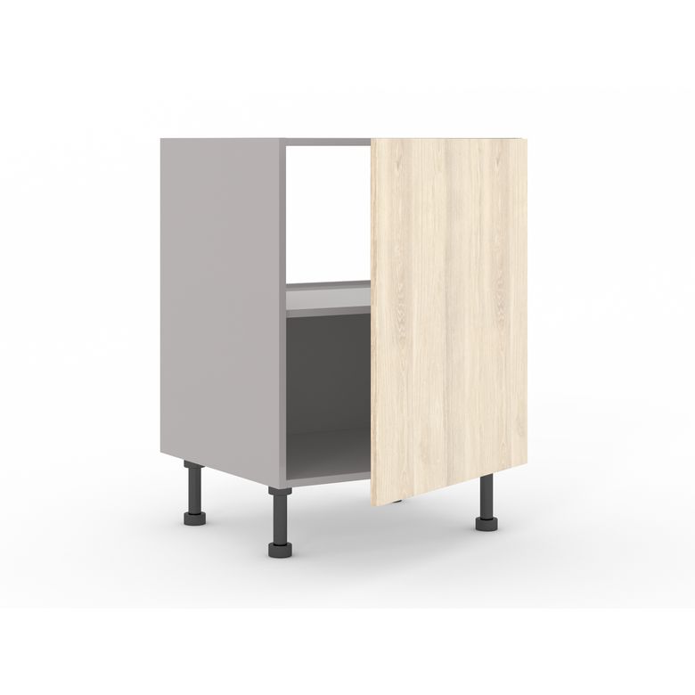 Meuble bas sous-évier 1 porte, 1 tablette, 1 fond alu