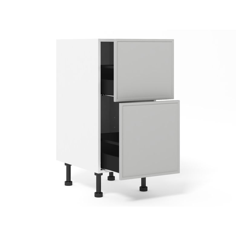 Meuble bas 2 tiroirs range-casseroles inégaux