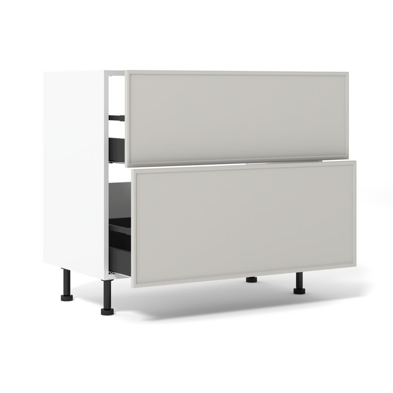 Meuble bas de cuisine 2 tiroirs pour table de cuisson avec hotte intégrée