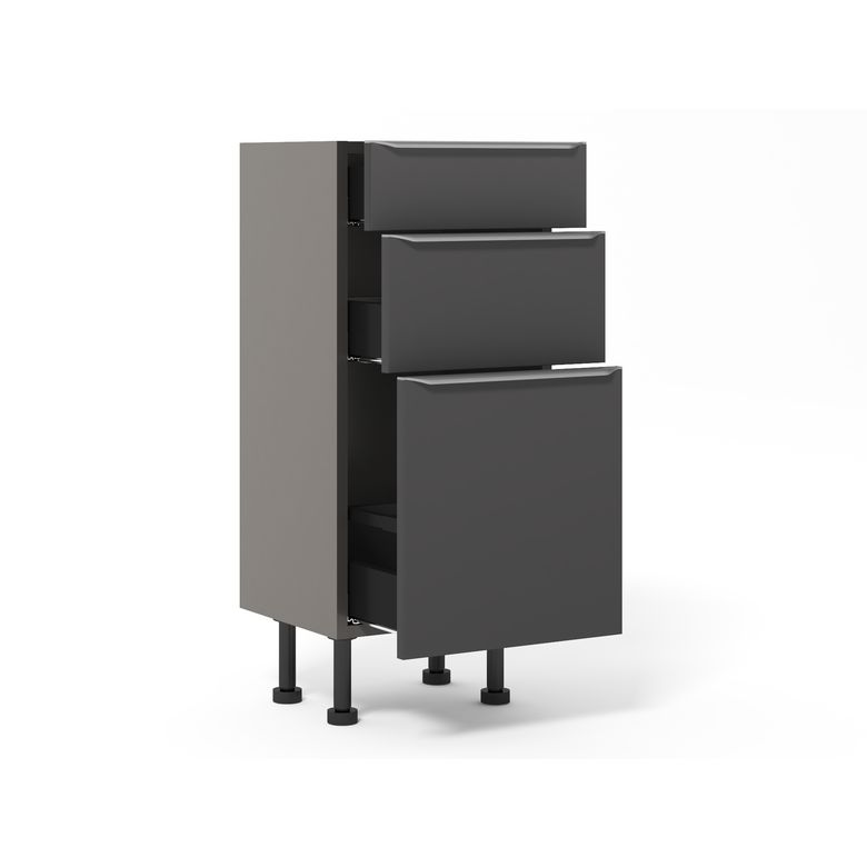 Meuble bas 1 casserolier + 2 tiroirs faible profondeur