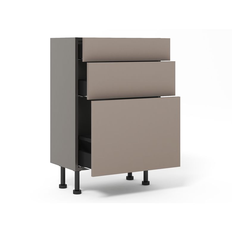 Meuble bas 1 casserolier + 2 tiroirs faible profondeur