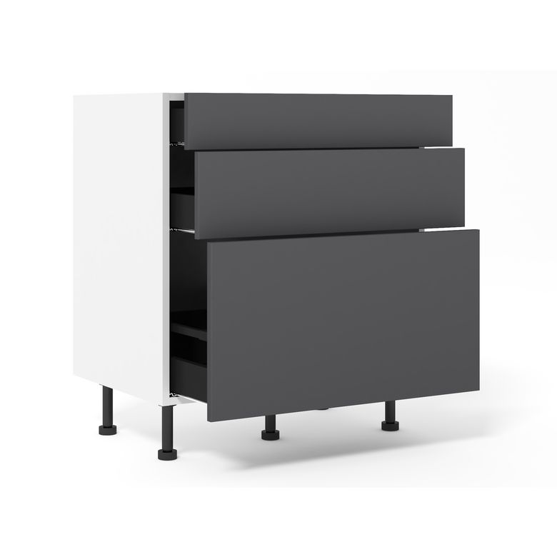 Bas 1 casserolier + 2 tiroirs Nuances ardoise mat H92xL80xP63 Main Image