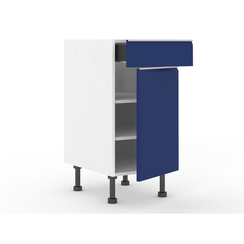 Meuble bas de rangement de cuisine petite largeur,1 porte,1 tiroir,1 tablette