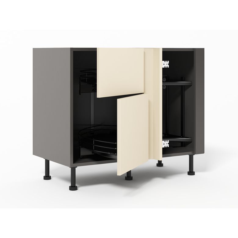 Meuble d’angle bas Twister 2 portes casseroliers, 2 paniers