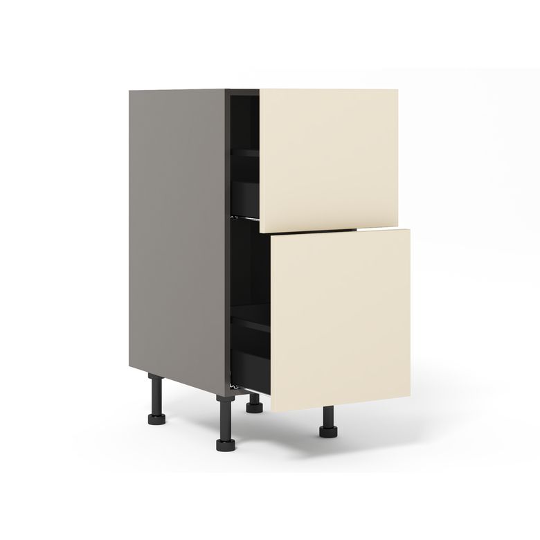 Meuble bas 2 tiroirs range-casseroles inégaux