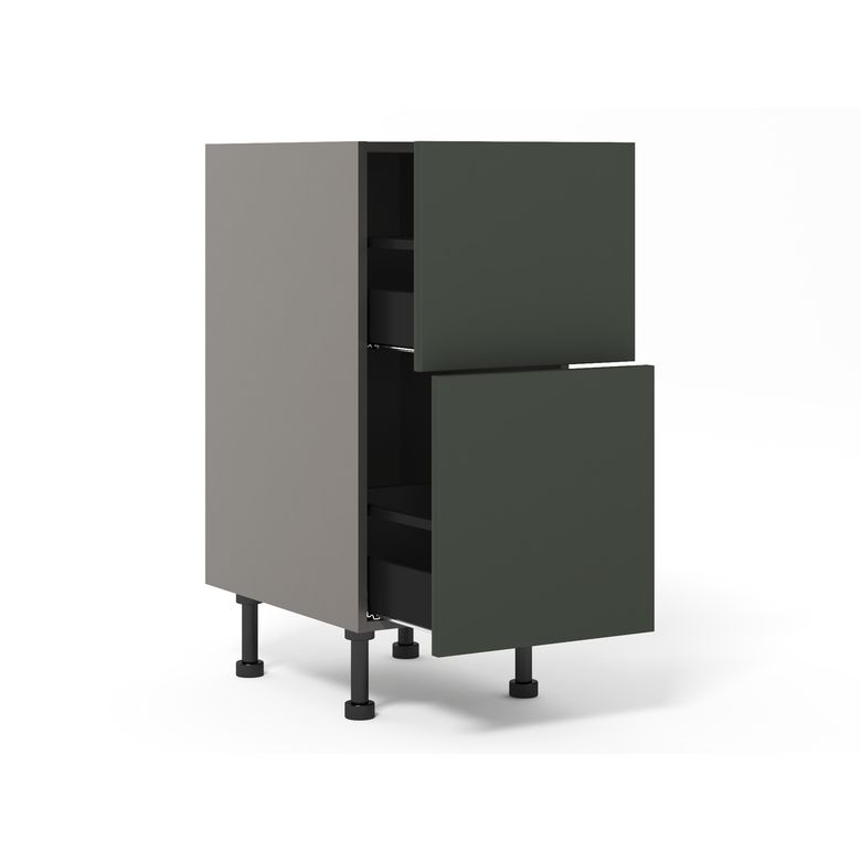 Meuble bas 2 tiroirs range-casseroles inégaux
