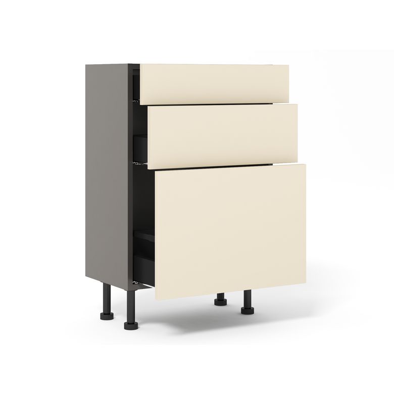 Meuble bas 1 casserolier + 2 tiroirs faible profondeur