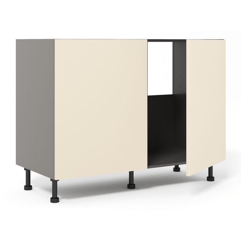 Meuble bas sous-évier 2 portes, 1 fond alu