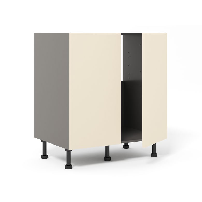 Meuble bas sous-évier 2 portes, 1 fond alu