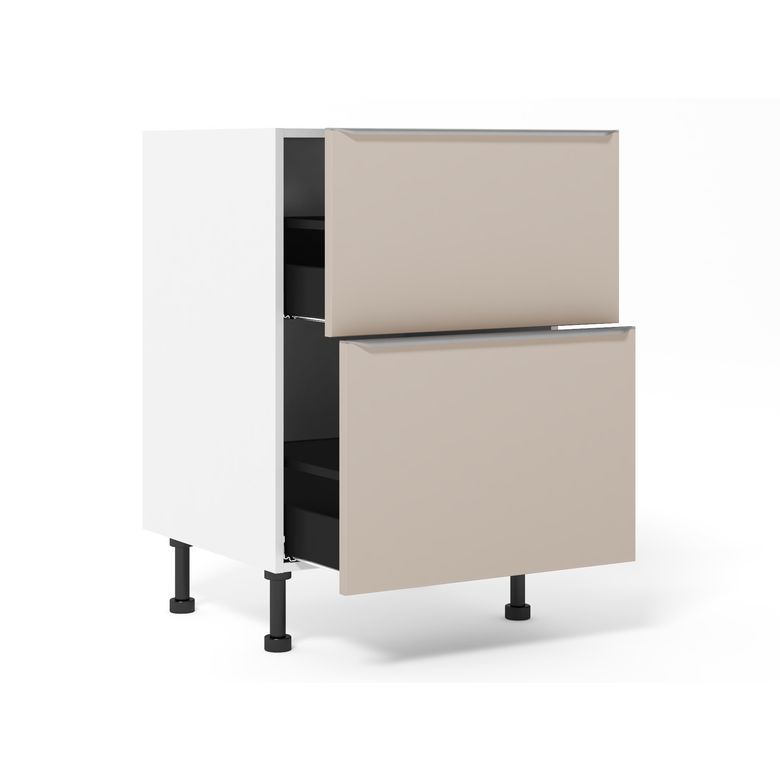 Meuble bas 2 tiroirs range-casseroles inégaux