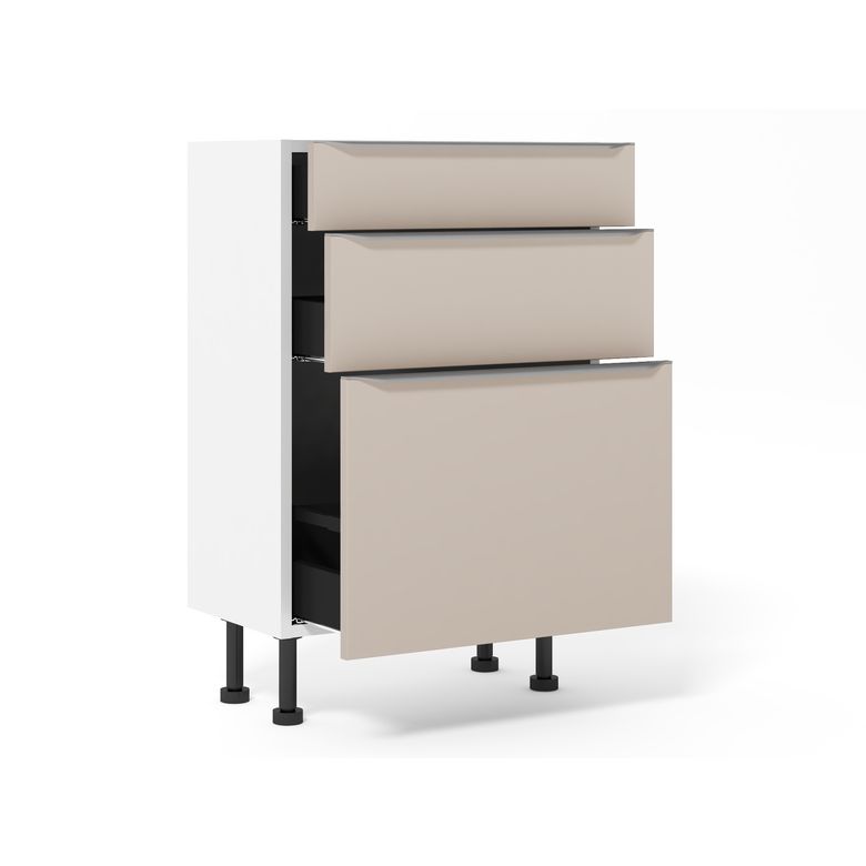 Meuble bas 1 casserolier + 2 tiroirs faible profondeur