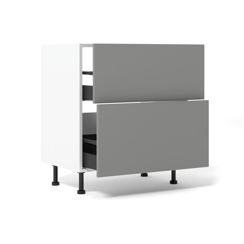 Meuble bas de cuisine 2 tiroirs pour table de cuisson avec hotte intégrée