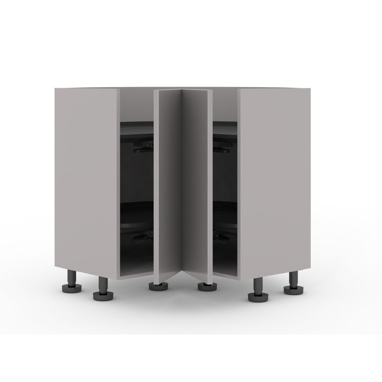 Meuble d’angle 2 portes rentrantes, 2 plateaux tourniquets