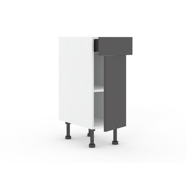 Meuble bas de rangement de cuisine petite largeur,1 porte,1 tiroir,1 tablette