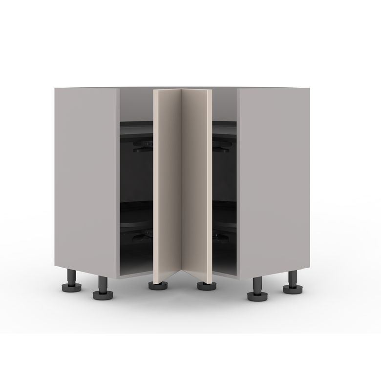 Meuble d’angle 2 portes rentrantes, 2 plateaux tourniquets