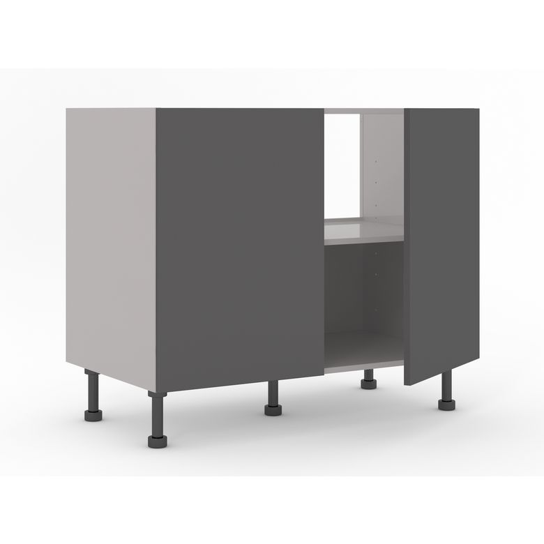 Meuble bas sous-évier 2 portes, 1 fond alu