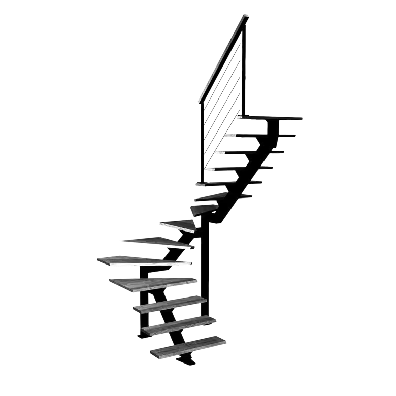 Escalier double quart tournant intermédiaire
