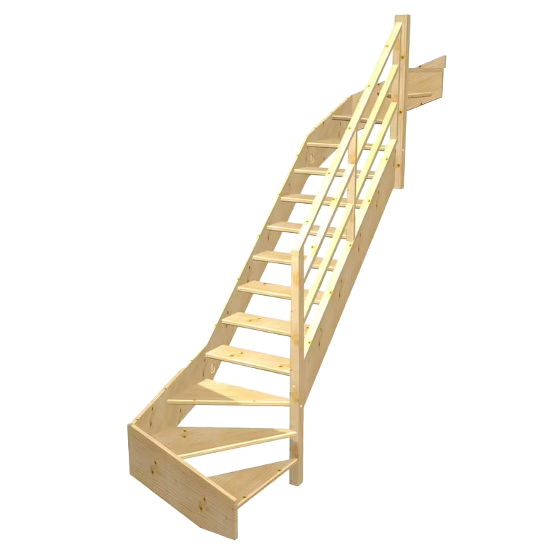 Escalier double quart tournant haut & bas
